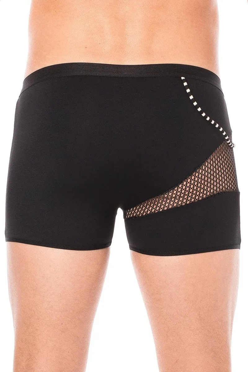 boxer noir homme sexy design branché opaque filet cordelette latéral confortable durable polyamide élasthanne collection urbaine