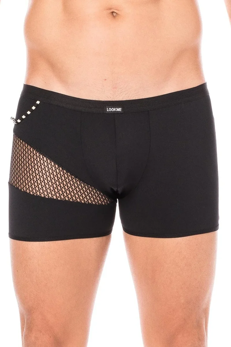 boxer noir homme sexy design branché opaque filet cordelette latéral confortable durable polyamide élasthanne collection urbaine