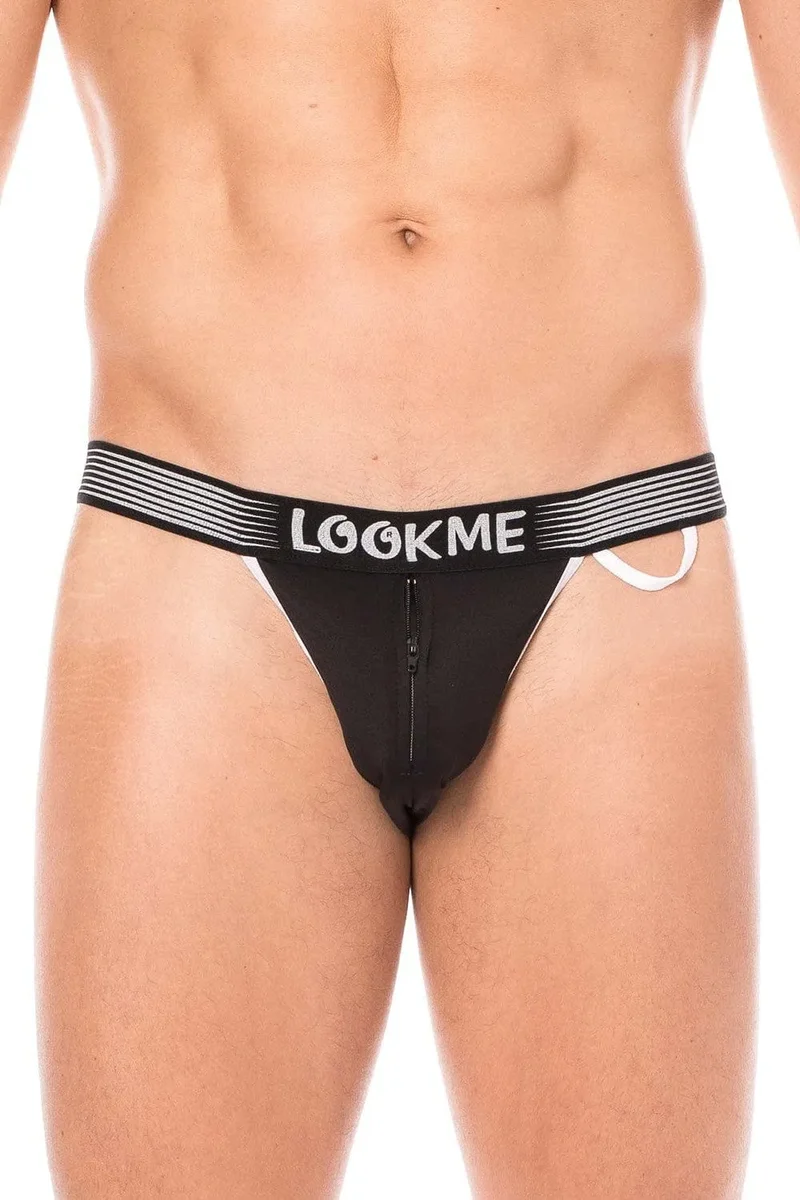 slip noir élégant échancré masculin fermeture éclair frontale bande élastique siglée anneau latéral matière polyamide élasthanne confort durable collection urbaine