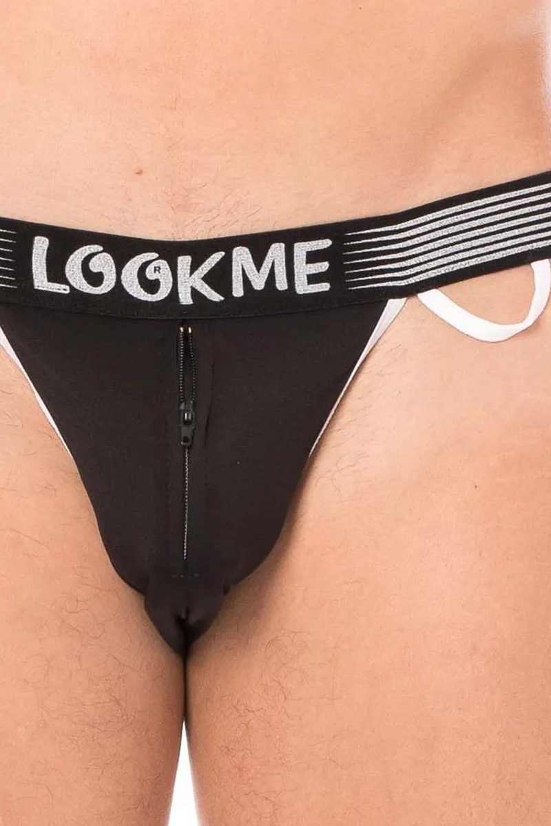 slip noir élégant échancré masculin fermeture éclair frontale bande élastique siglée anneau latéral matière polyamide élasthanne confort durable collection urbaine
