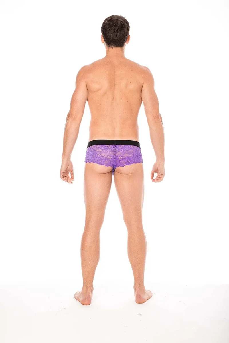 mini culotte violette dentelle florale confortable poche opaque maintien optimal polyester élasthanne douce extensible toucher soyeux taille ajustée glamour raffinée
