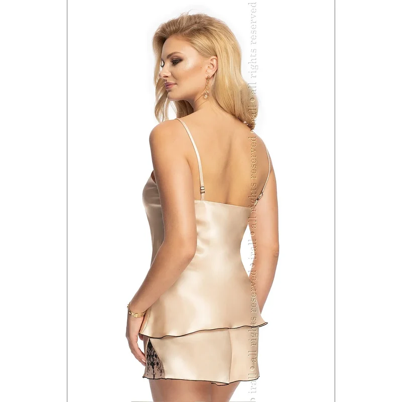 ensemble lingerie sexy élégant satin beige dentelle noire floral bretelles fines short galbé soyeux italien léger doux confortable respirant séduisant