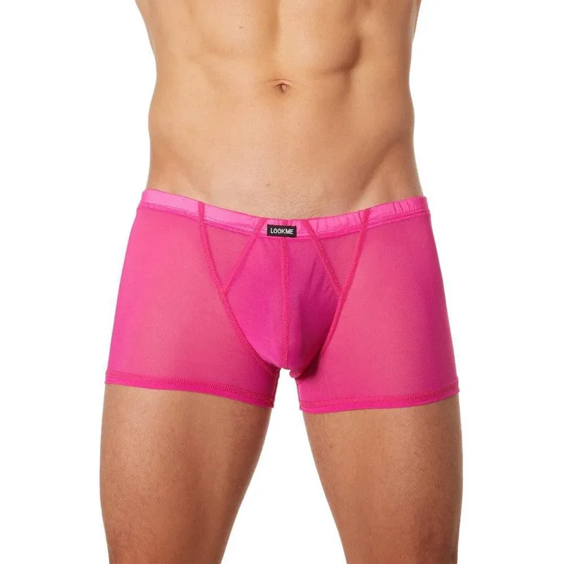 shorty homme sexy rose résille fine douce transparente confortable extensible polyamide elasthanne collection Malibu sensuelle moderne érotique