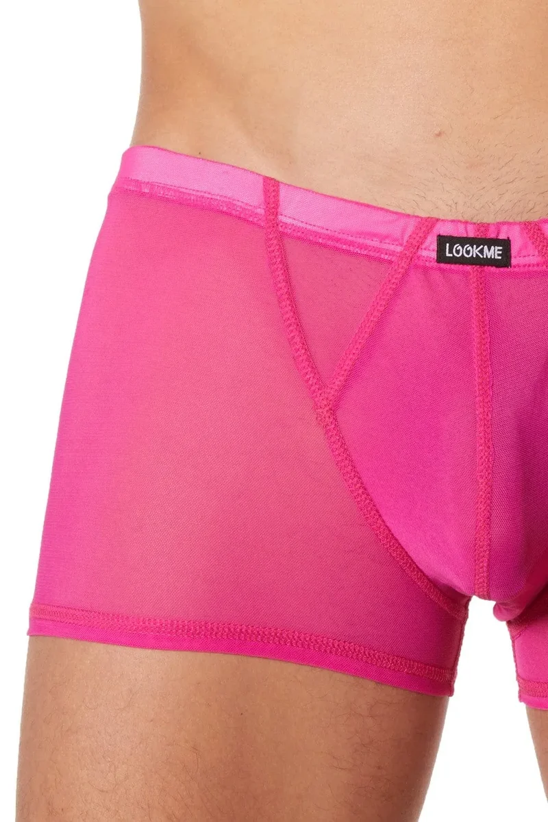 shorty homme sexy rose résille fine douce transparente confortable extensible polyamide elasthanne collection Malibu sensuelle moderne érotique