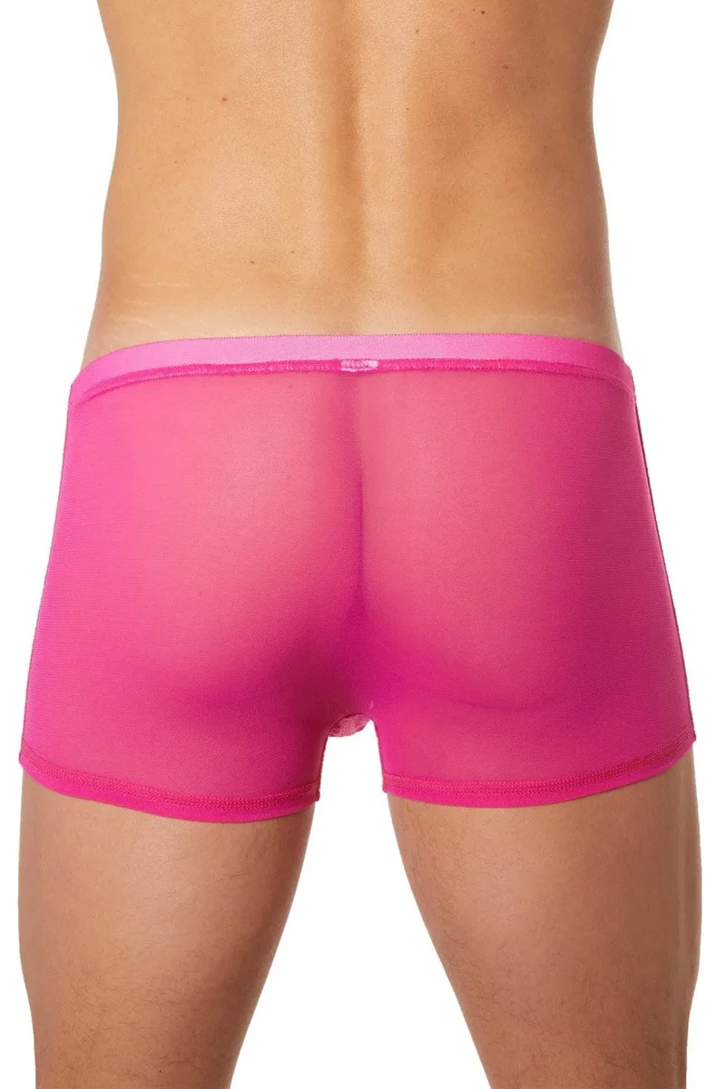 shorty homme sexy rose résille fine douce transparente confortable extensible polyamide elasthanne collection Malibu sensuelle moderne érotique