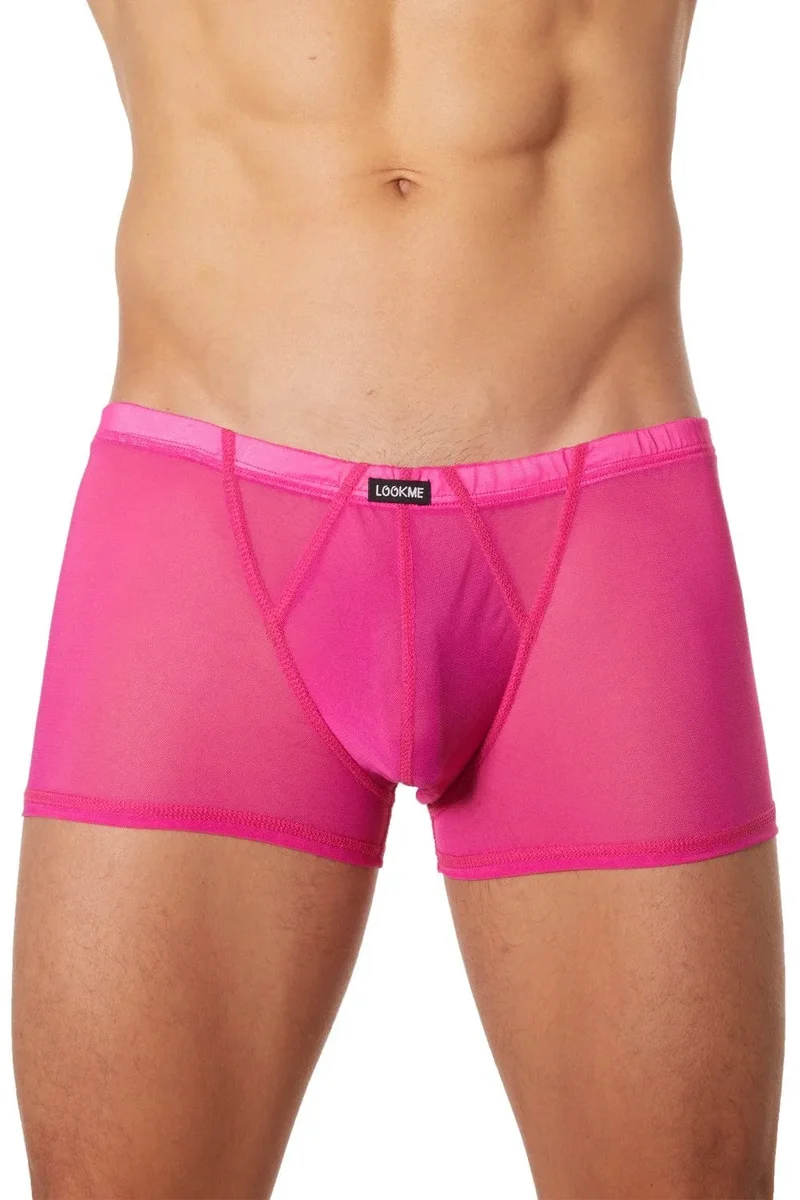 shorty homme sexy rose résille fine douce transparente confortable extensible polyamide elasthanne collection Malibu sensuelle moderne érotique