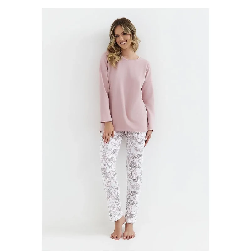 Pyjama femme舒适 model 212759 Cana coupe ample manches longues motif floral gris coton doux détente relaxation intérieur confort style classique
