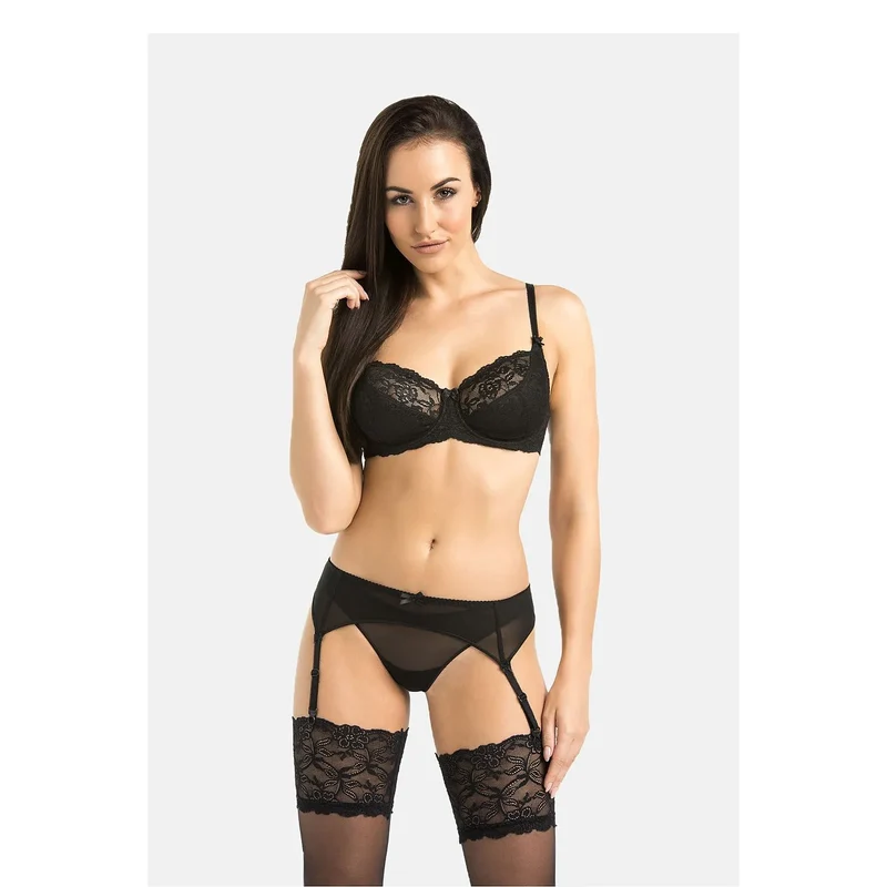 Ceinture classique sexy maille transparente ajustable nœuds noirs Teyli 228845