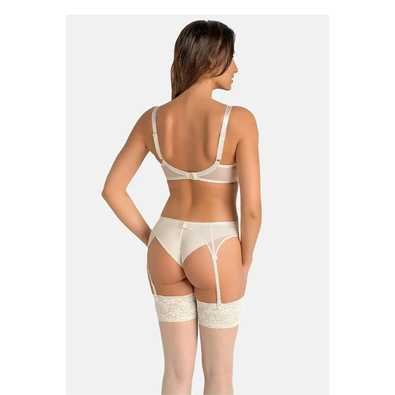 porte-jarretelles femme écru maille délicate mariage ajustable nœuds satin