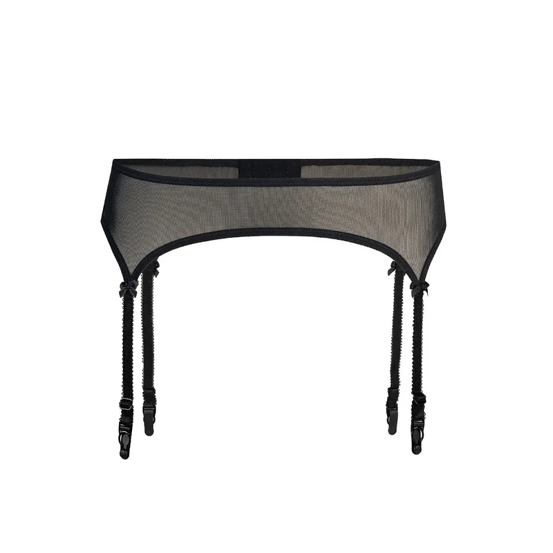 Ceinture porte-jarretelles noire résille transparente ajustable féminité élégance