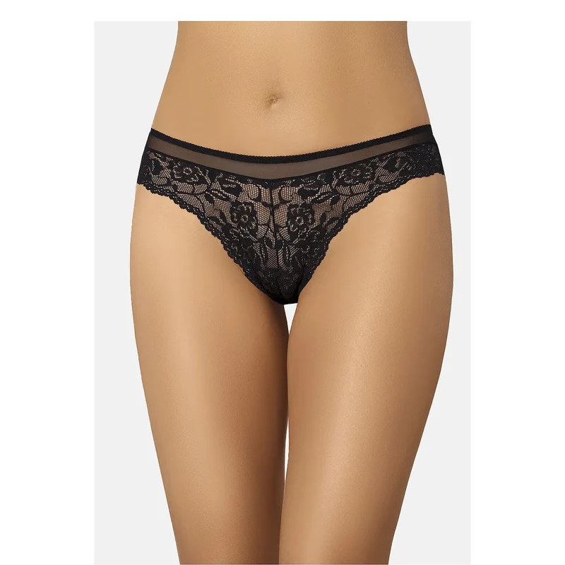 Culottes dentelle noire brésiliennes femme motif floral confortable Teyli 228817