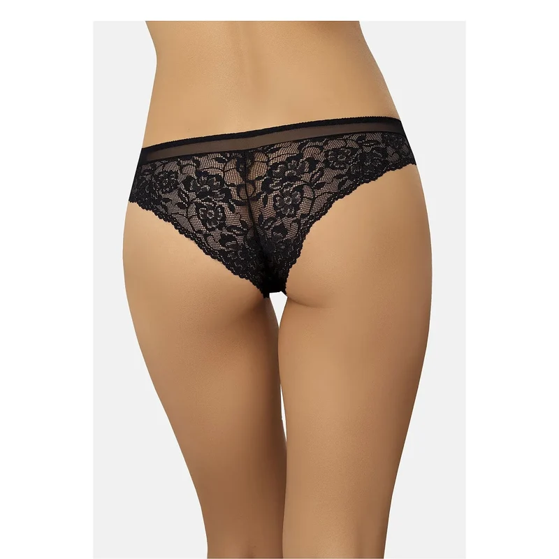 Culottes dentelle noire brésiliennes femme motif floral confortable Teyli 228817