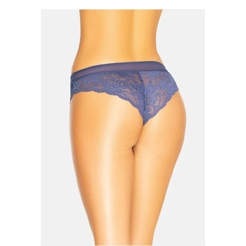 Culottes brésiliennes dentelle bleu marine motif végétal élastique confortable Teyli
