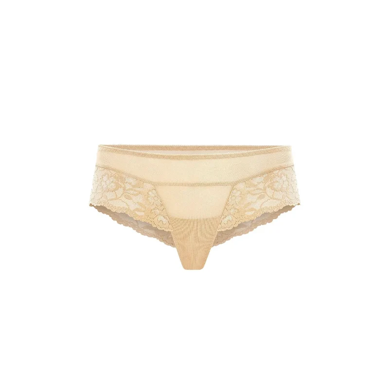 Culottes brésiliennes dentelle florale chair invisibles sous vêtements ajustés