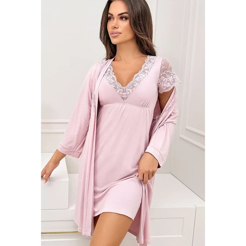 Chemise de nuit femme élégante dentelle confortable respirante mi-longue