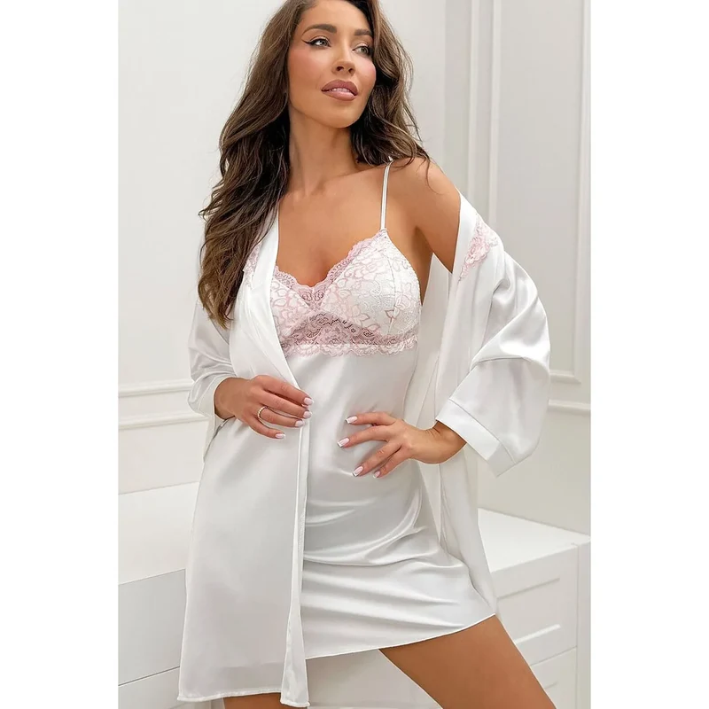 Chemise de nuit satin dentelle femme Ariela élégante romantique confortable ajustable