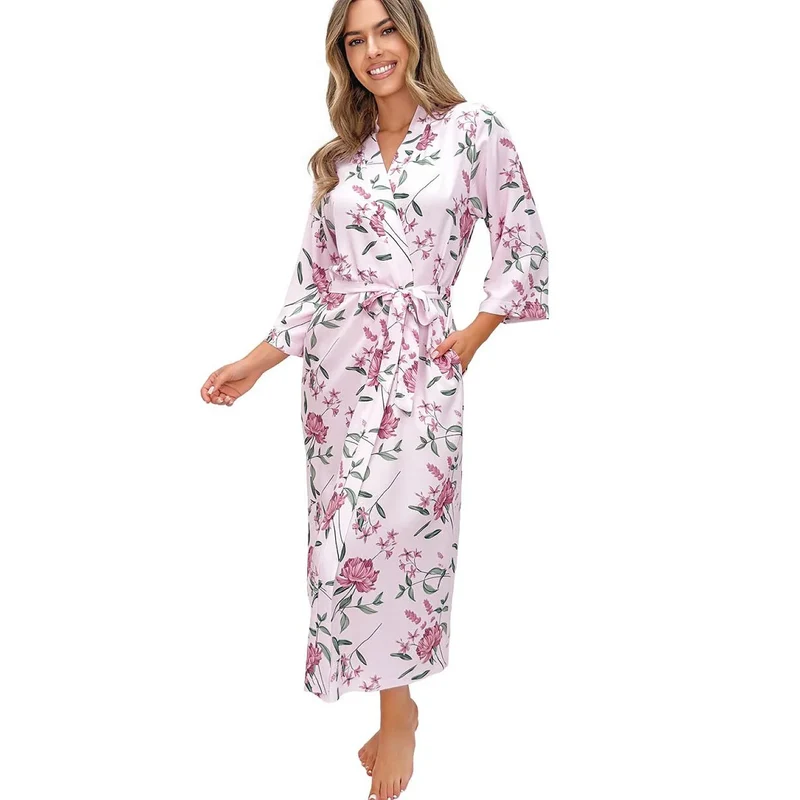 Peignoir femme long floral viscose élégant confort Gabriela model 228617