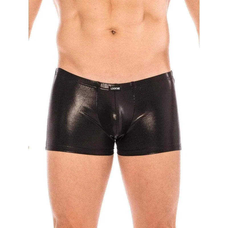 boxer moulant homme noir simili cuir effet mouillé souple confortable extensible polyester élasthanne séduisant sexy rock sensualité