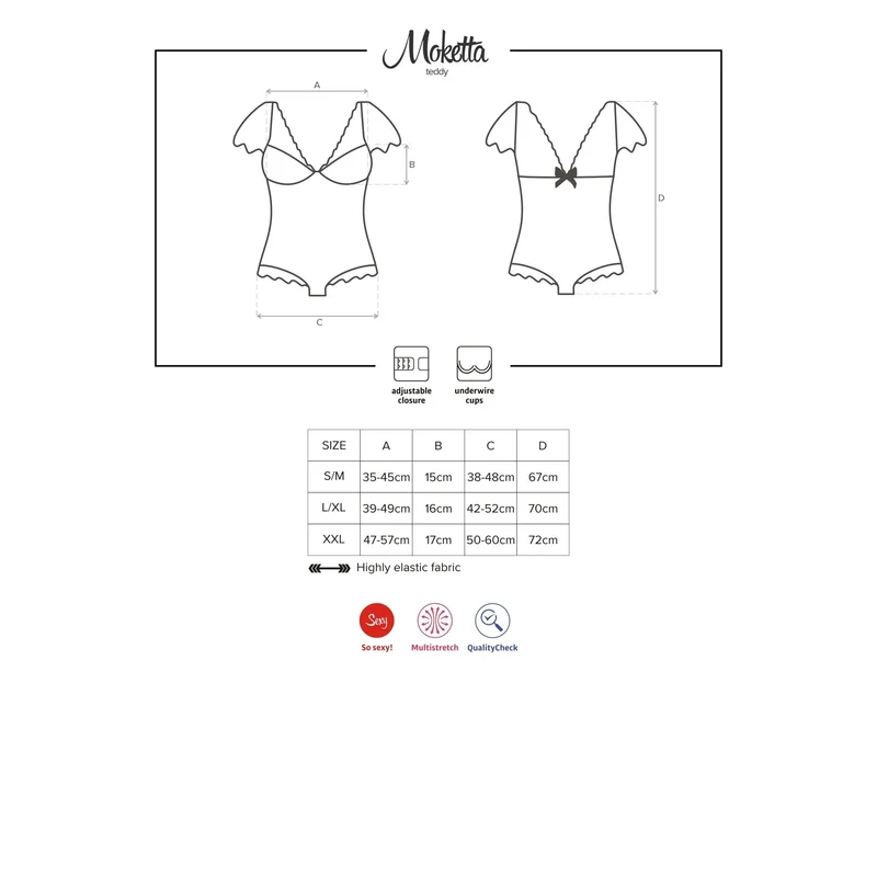 body noir dentelle armatures décolleté réglable arrière plongeant maintien optimal silhouette affinée lignes verticales brillantes volants cuisses épaules élasthanne romantique