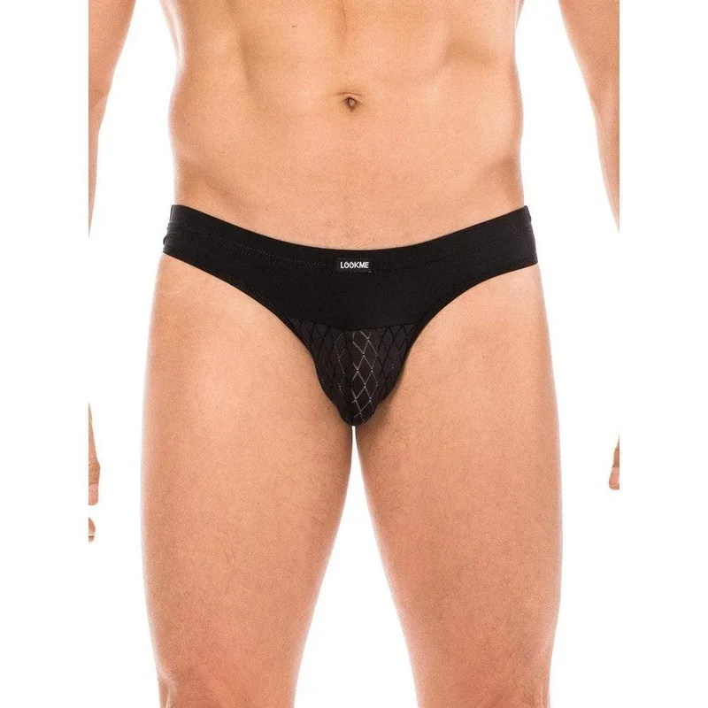 Slip noir ajouré ceinture large maintien optimal motif losanges design élégant sensuel tissu doux élastique polyamide elasthanne Lookme