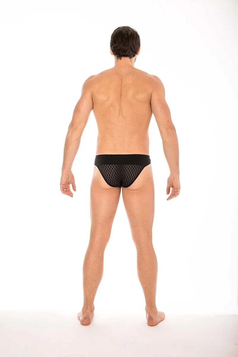 Slip noir ajouré ceinture large maintien optimal motif losanges design élégant sensuel tissu doux élastique polyamide elasthanne Lookme