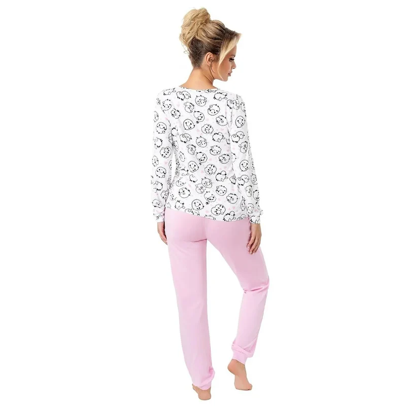 Pyjama en coton ultra-confortable pour femme, motif moutons, rose clair, ajustement parfait, lingerie sexy, nuit relaxante, couple, intimité, bien-être, home wear, doux, qualité premium, Pologne