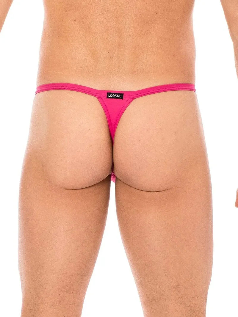 slip rose magenta mini string homme poche banane anneau dessus triangle arrière polyamide spandex extensible sexy tendance