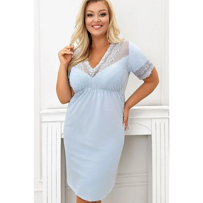 Chemise de nuit grande taille élégante viscose dentelle respirante femmes