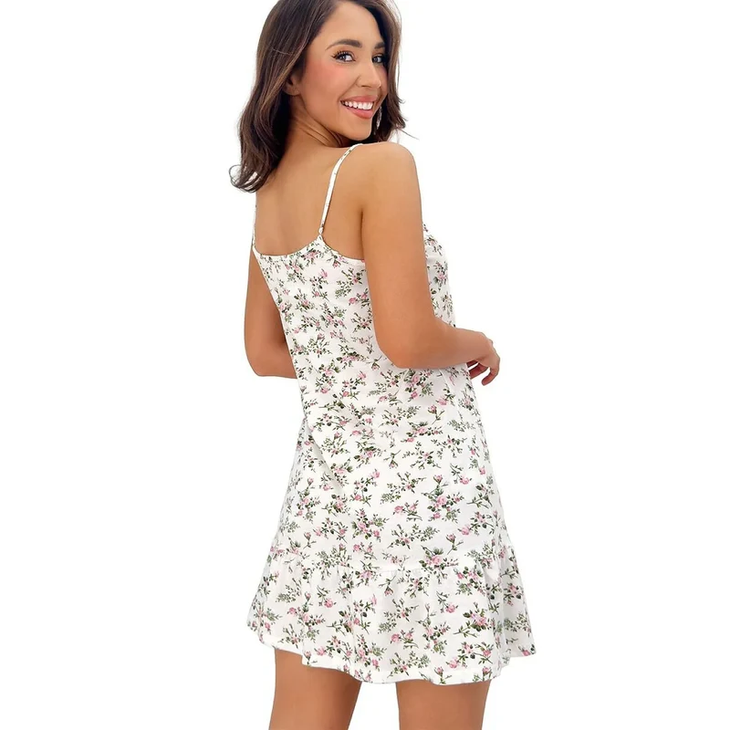 Chemise de nuit coton fleurs Emilka style féminin romantique respirante