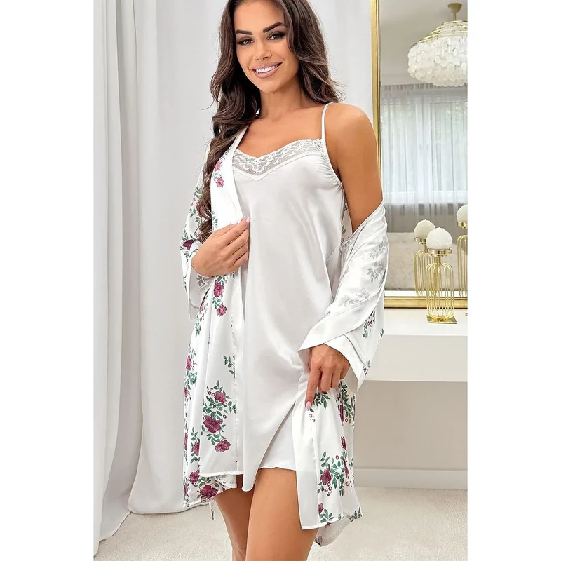 chemisier nuit satin dentelle écru femme élégance confort Julia