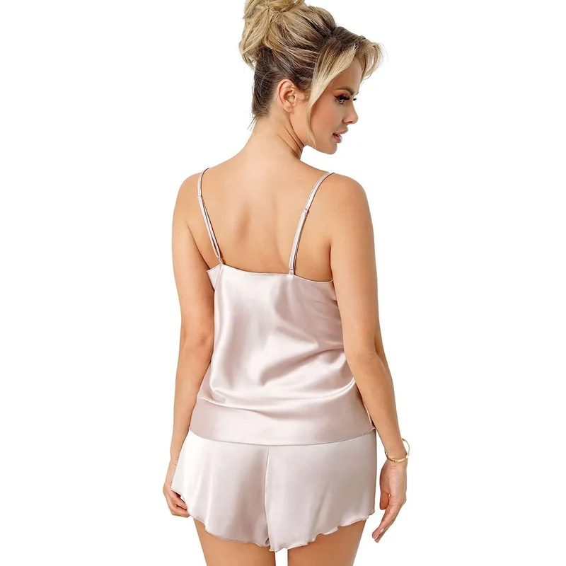 Nuisette satin soyeux élégante confort bretelles réglables nœud décoratif