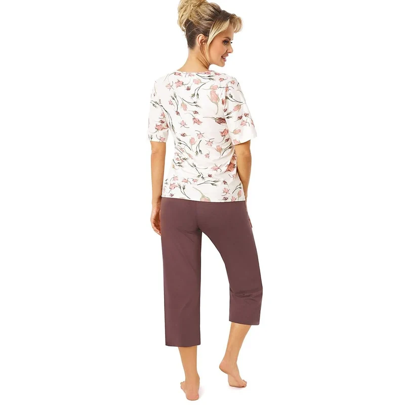 Pyjama femme élégant viscose dentelle floral manches longues confort maison
