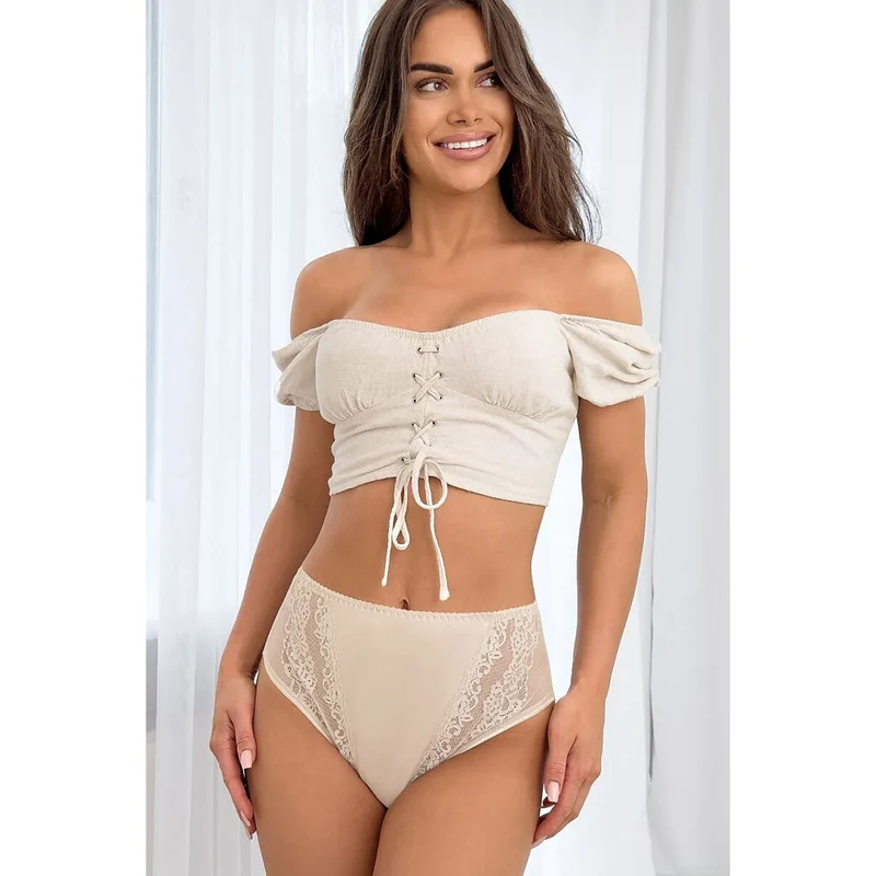Culottes taille haute femme élégantes dentelle confort viscose élastique Donna 228