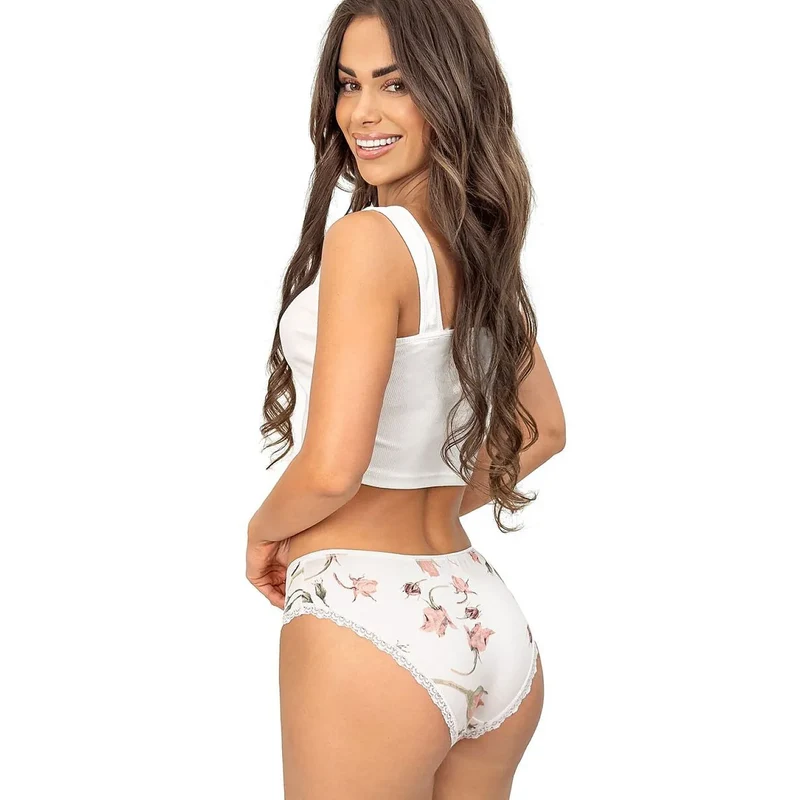 Culottes femmes dentelle fleurs Amaris confort taille moyenne élasthanne
