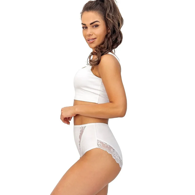 Culottes taille haute coton dentelle confort blanc noir Donna 238