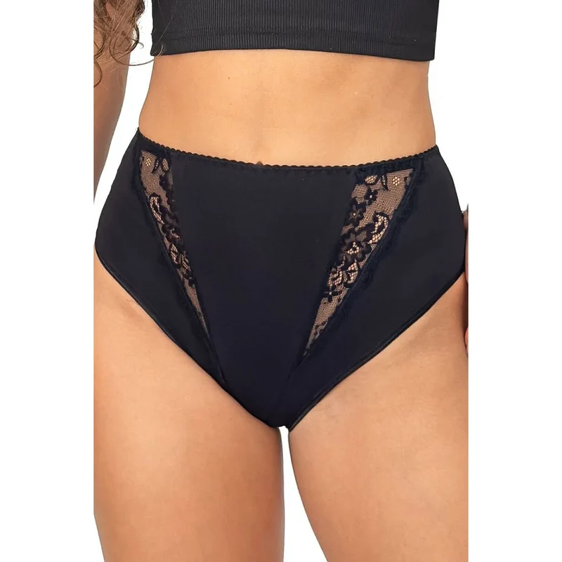 Culottes coton taille haute dentelle confort femme noir blanc