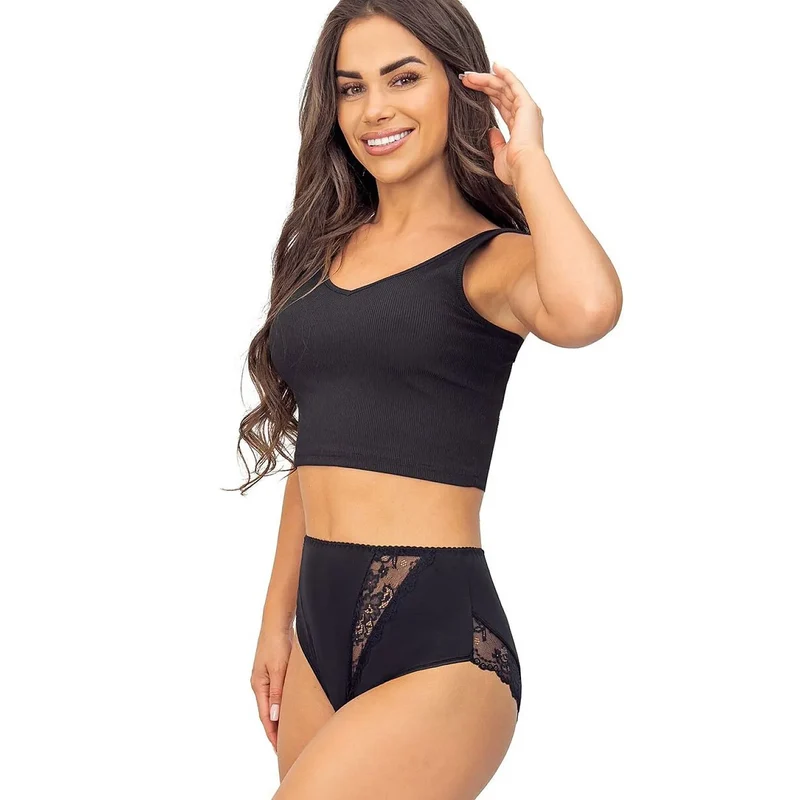 Culottes coton taille haute dentelle confort femme noir blanc