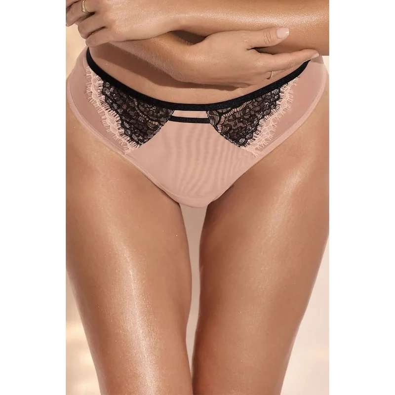Culottes brésiliennes dentelle noire rose poudré Gina confort féminin élégant