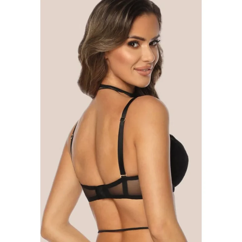 Soutien-gorge push-up dentelle noire choker détails dorés Rochelle PU-1036