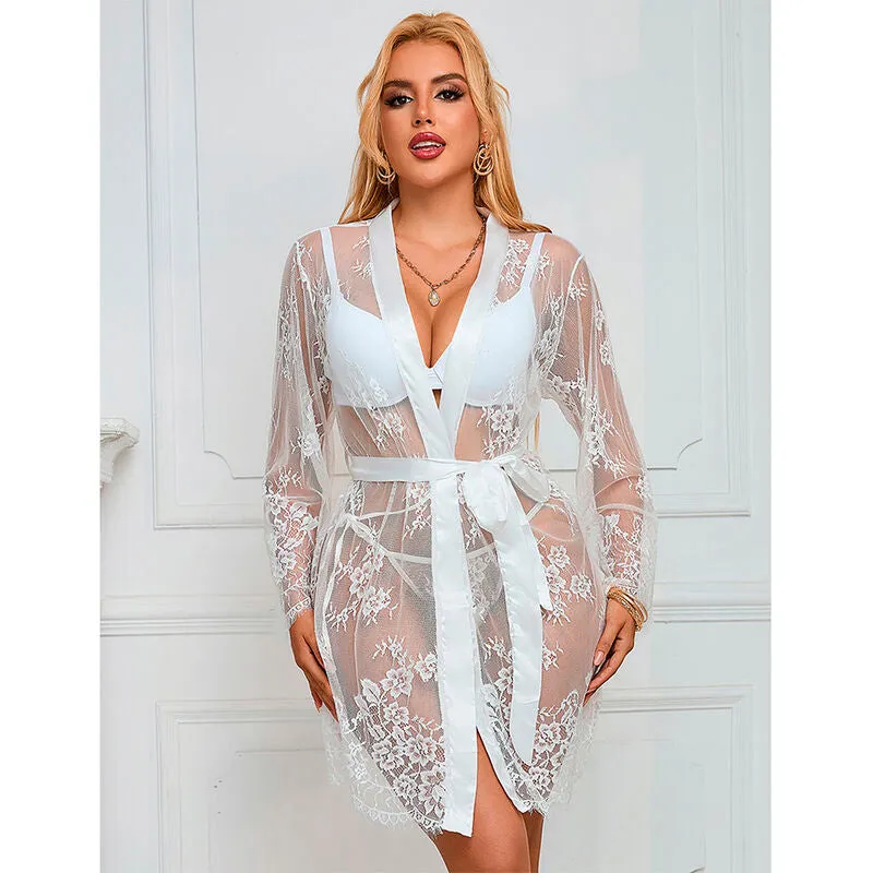 chemise nuit manches longues florale blanche haute qualité douceur confort sophistiquée sexy grande taille ample flatteur romantique élégante