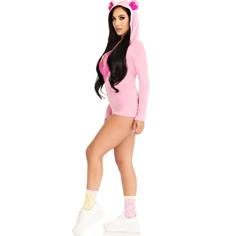 combinaison velours ultra doux ours peluche fermeture zippée cœur carnaval cosy soirée confortable chaud adorable mignon ajustable tailles S M