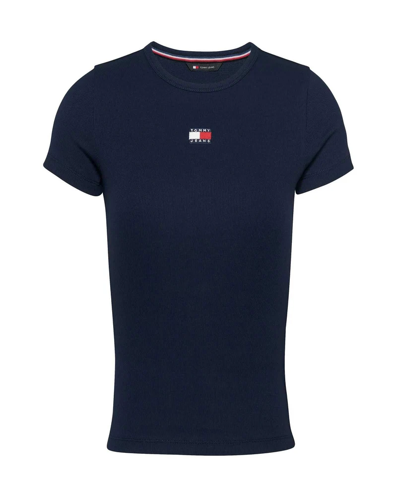 T-shirt Donna Slim Fit A Coste Con Distintivo
