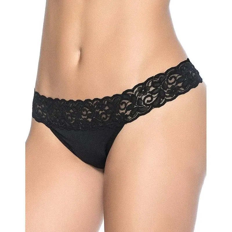 String noir sensuelle coquine dentelle ceinture douce tissu uni nylon élasthanne extensible confortable marque Mapalé féminine sexy