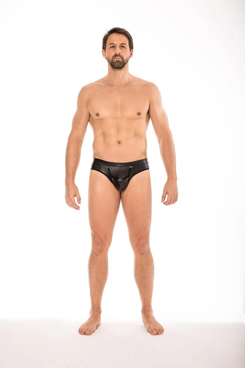 string ouvert devant noir poche détachable polyester élasthanne confortable extensible sexy audacieux sensuel domination soumission érotique homme