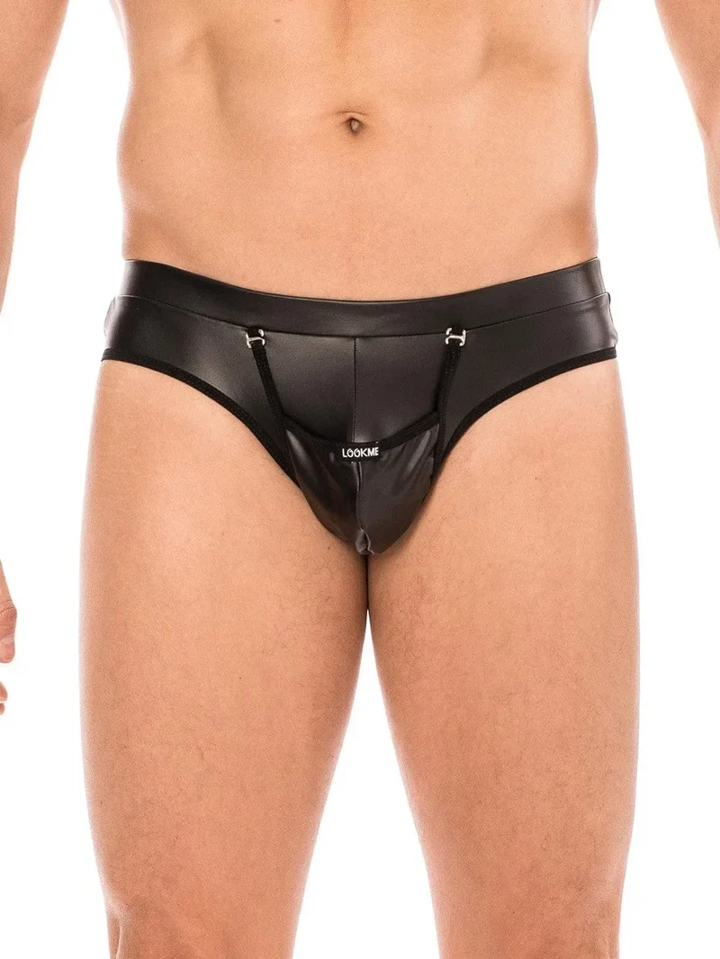 string ouvert devant noir poche détachable polyester élasthanne confortable extensible sexy audacieux sensuel domination soumission érotique homme