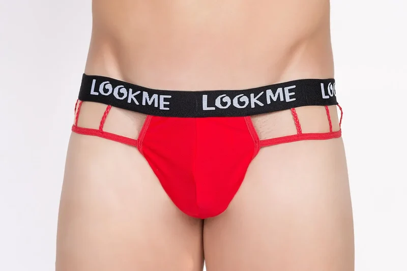string ajouré ceinture élastique large inscription marquée logo contemporain noir rouge blanc polyester élasthanne confortable extensible maintien ajusté séduisant