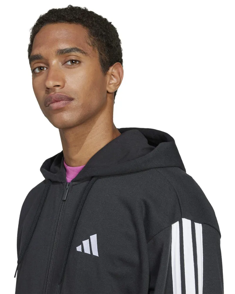 Felpa Uomo Con Cappuccio Essentials 3-Stripes French Terry Full Zip