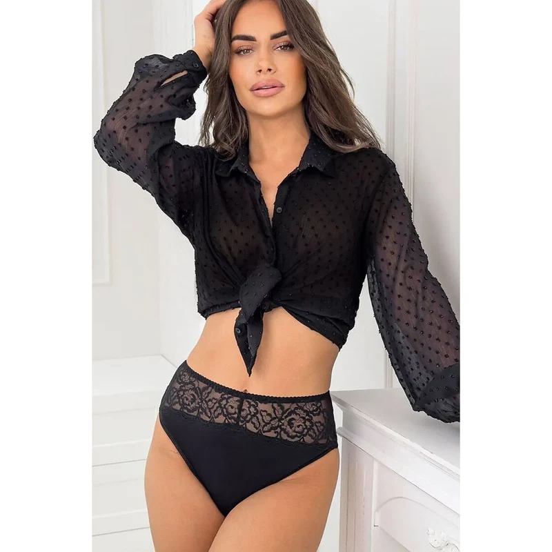 Culottes taille haute femme élégance confort dentelle noire viscose