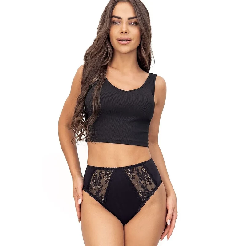 Culottes taille haute élégantes confort quotidien dentelle douce femme noir blanc