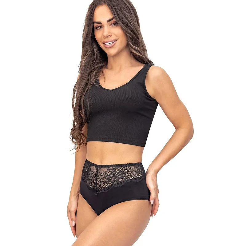 Culotte coton taille haute dentelle confort couleurs classiques Donna 243